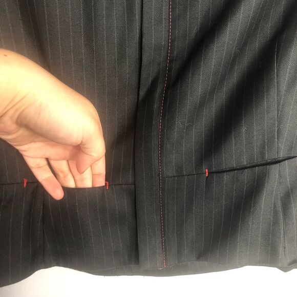 Ollie Sang Blazer Black Pinstripe with Back Design - Picture 8 of 8